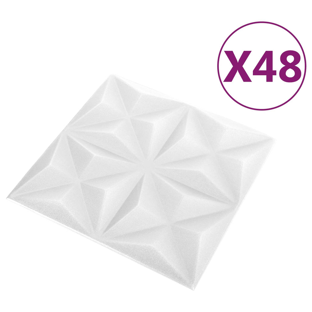 vidaXL Panele ścienne 48 pcs Białe origami 50 x 50 cm Pianka XPS