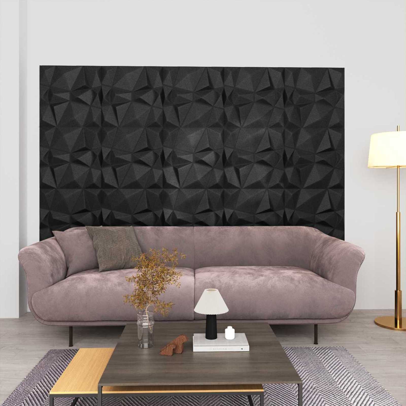 vidaXL Panele ścienne 48 pcs Czarny diamentowy 50 x 50 cm Pianka XPS