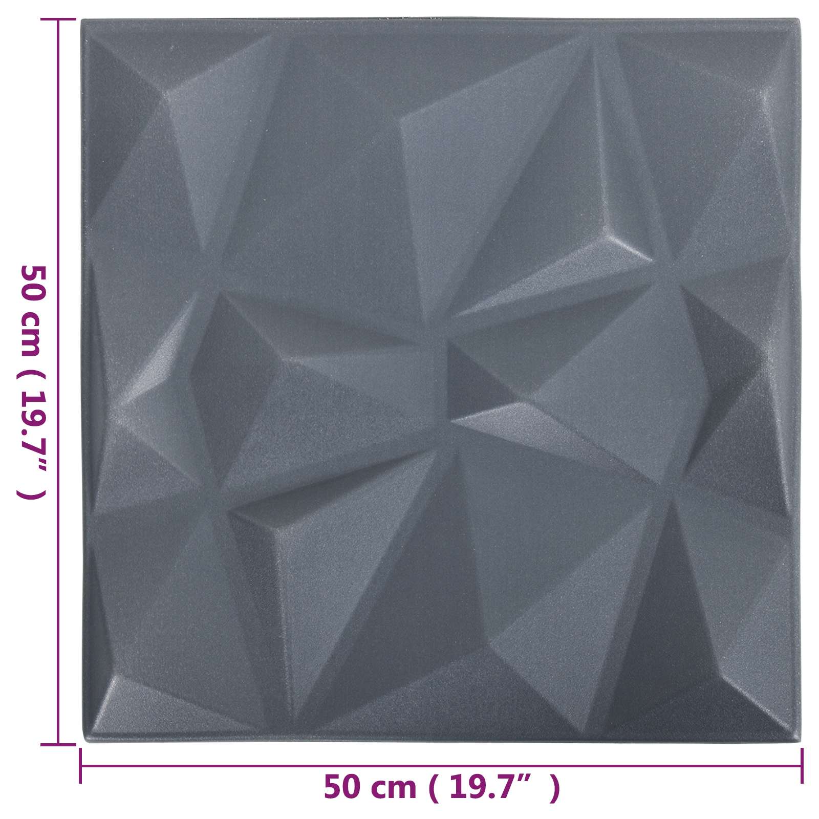 vidaXL Panele ścienne 12 pcs Szary diamentowy 50 x 50 cm Pianka XPS