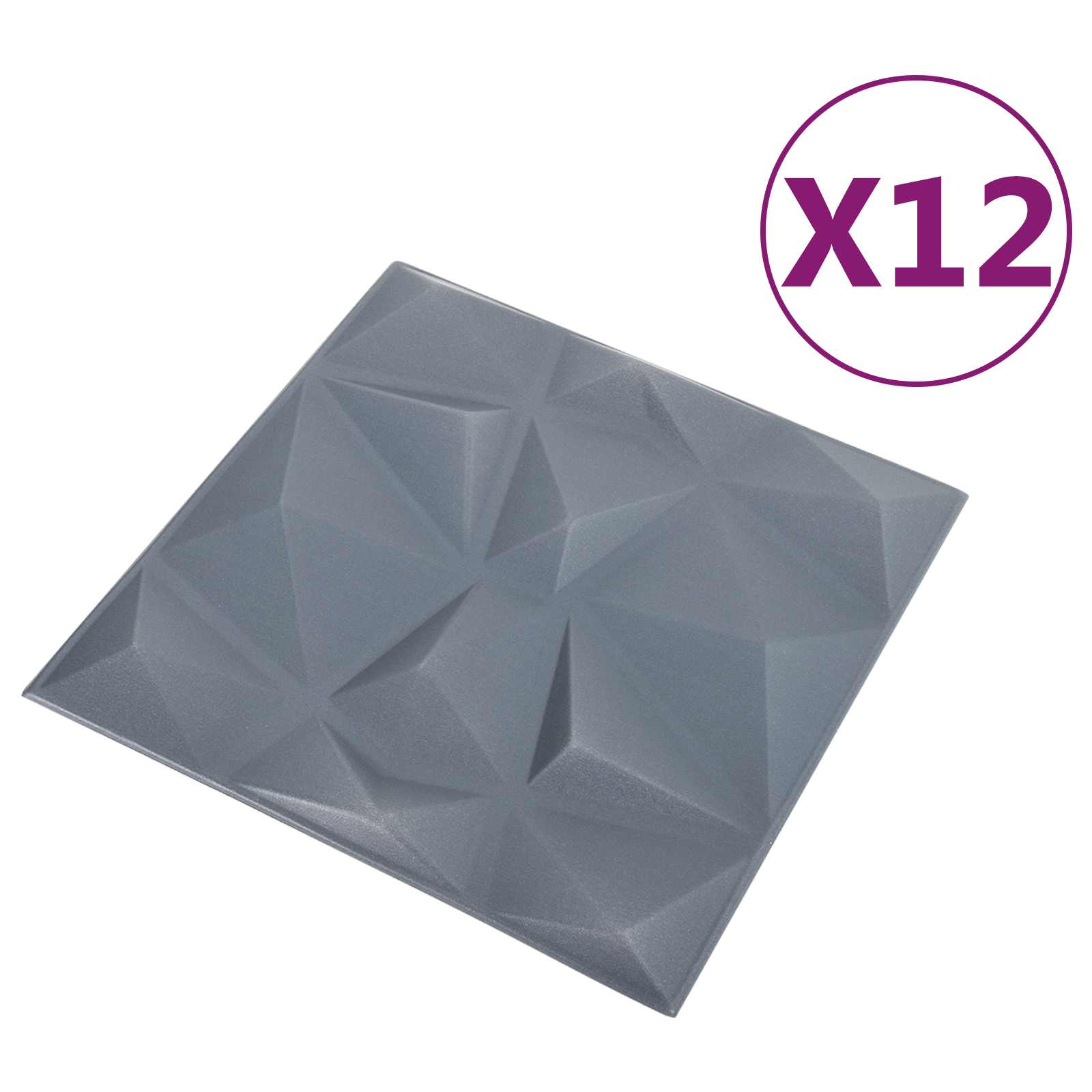 vidaXL Panele ścienne 12 pcs Szary diamentowy 50 x 50 cm Pianka XPS