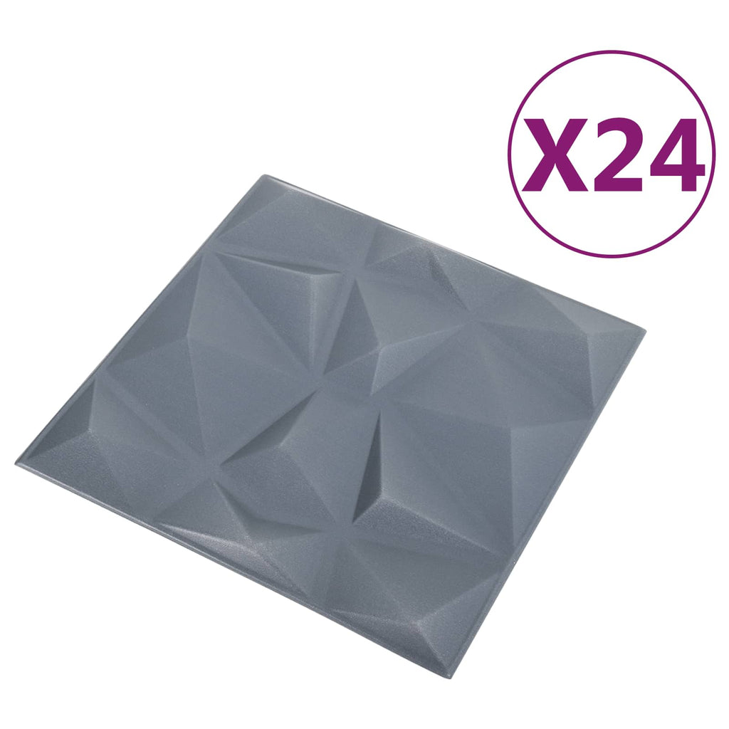 vidaXL Panele ścienne 24 pcs Szary diamentowy 50 x 50 cm Pianka XPS