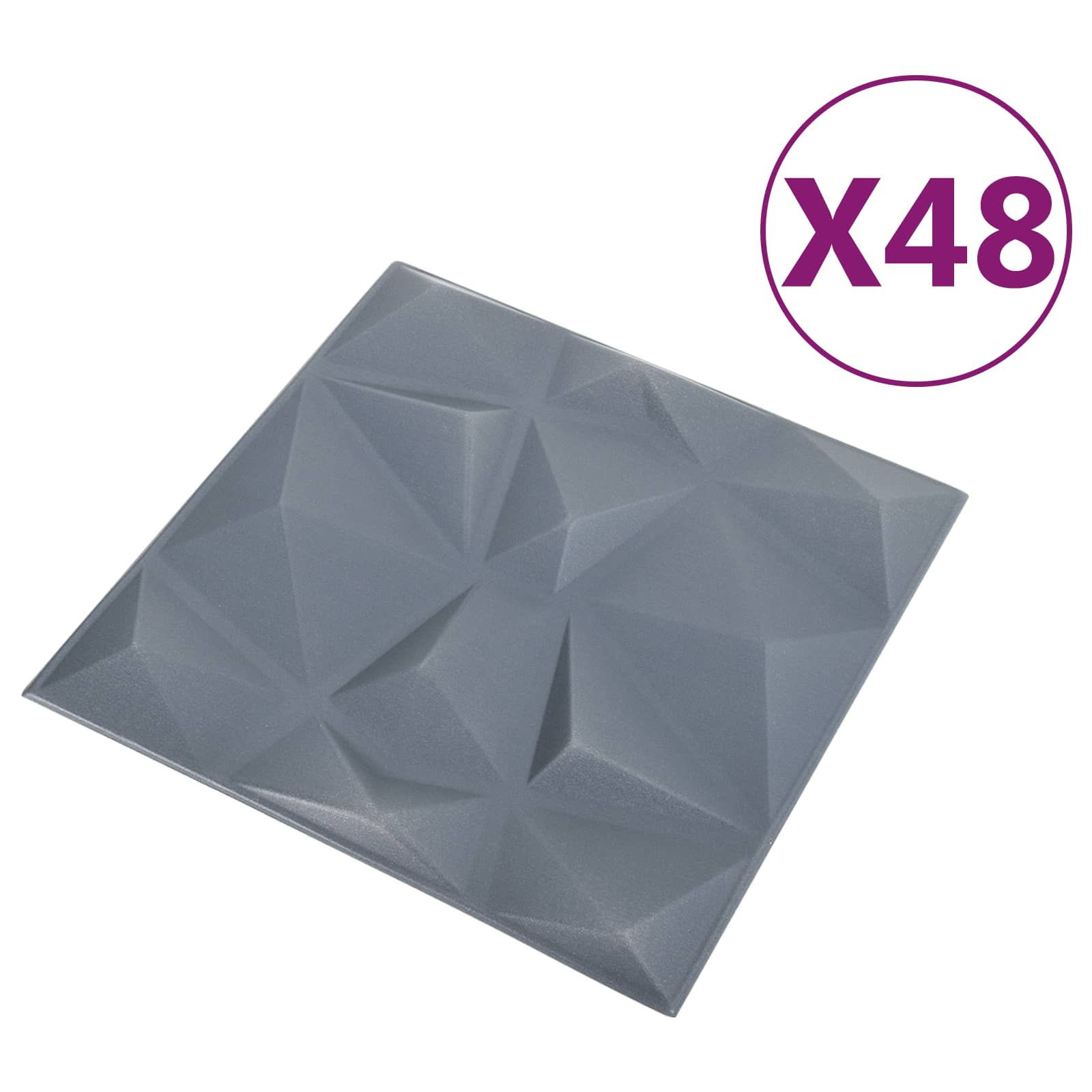 vidaXL Panele ścienne 48 pcs Szary diamentowy 50 x 50 cm Pianka XPS