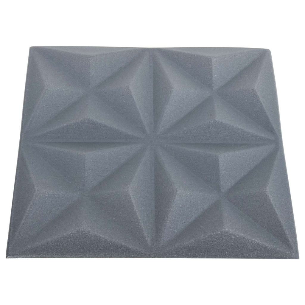 vidaXL Panele ścienne 24 pcs Origami szare 50 x 50 cm Pianka XPS