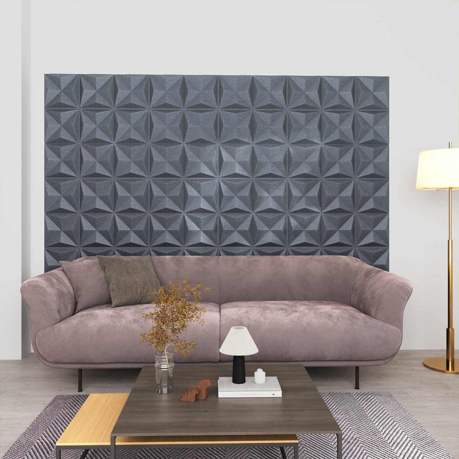 vidaXL Panele ścienne 48 pcs Origami szare 50 x 50 cm Pianka XPS