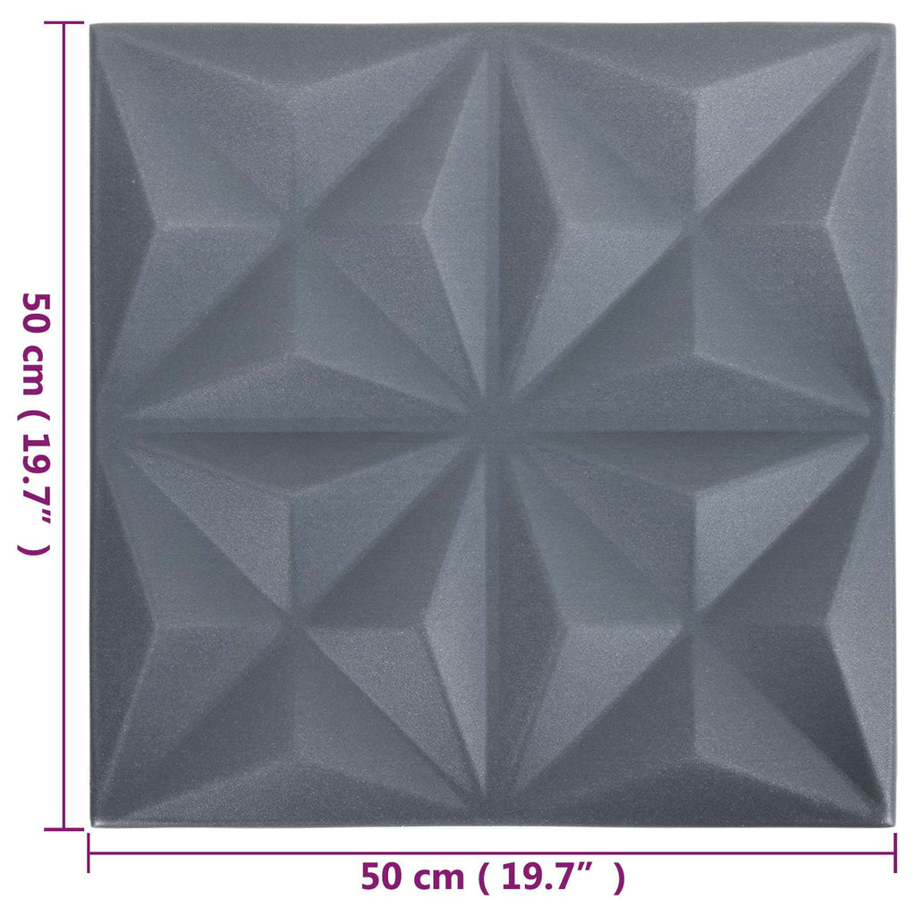 vidaXL Panele ścienne 48 pcs Origami szare 50 x 50 cm Pianka XPS