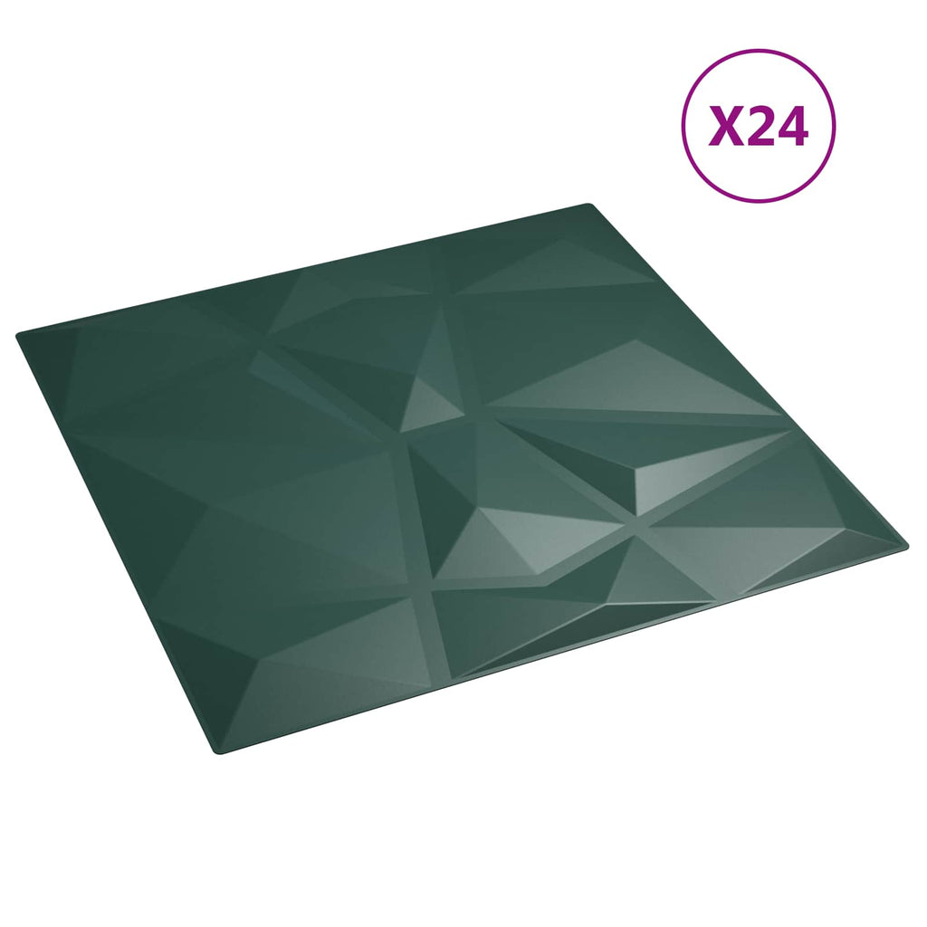 vidaXL Panele ścienne 24 pcs zielony 50 x 50 cm Pianka XPS