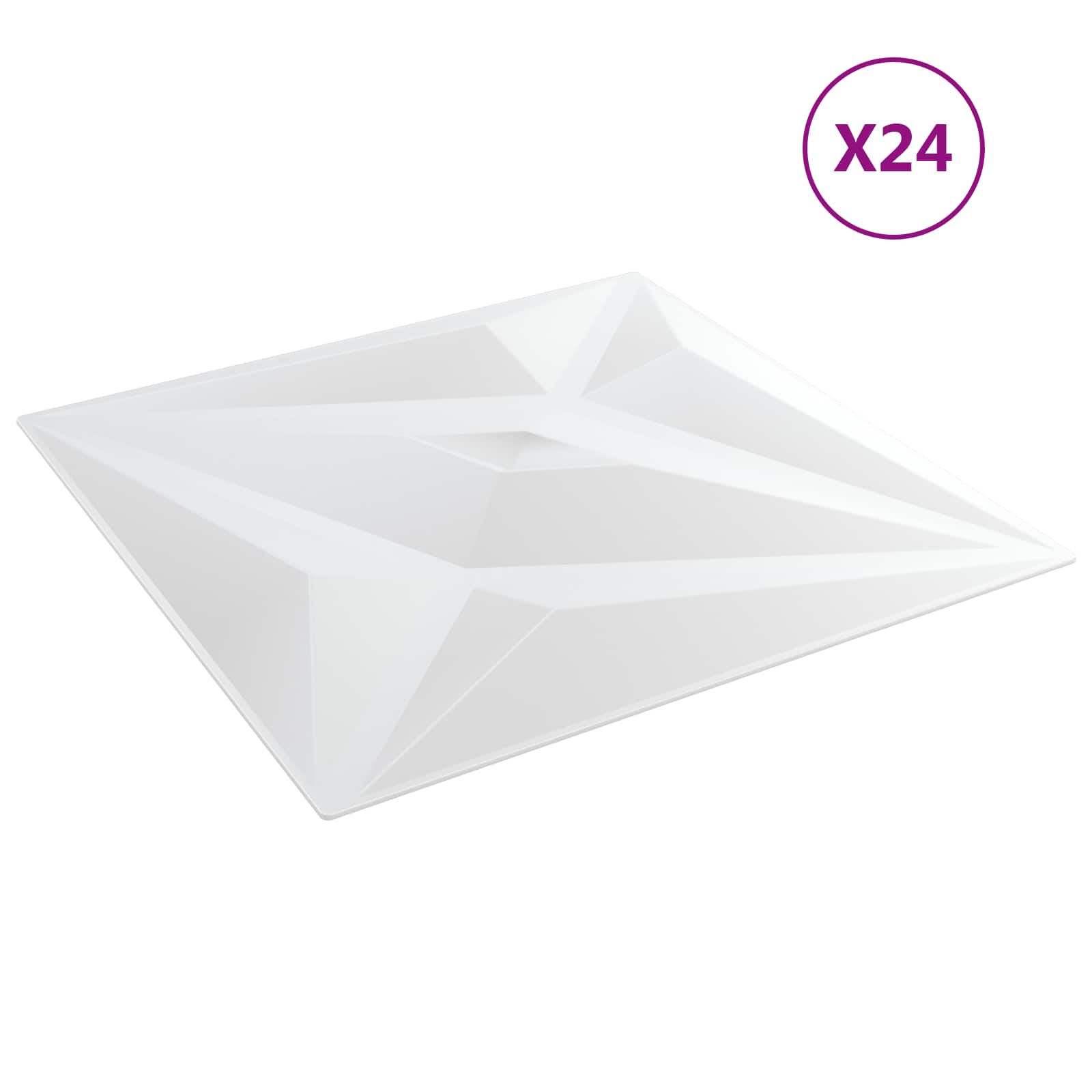 vidaXL Panele ścienne 24 pcs Biała gwiazda 50 x 50 cm Pianka XPS