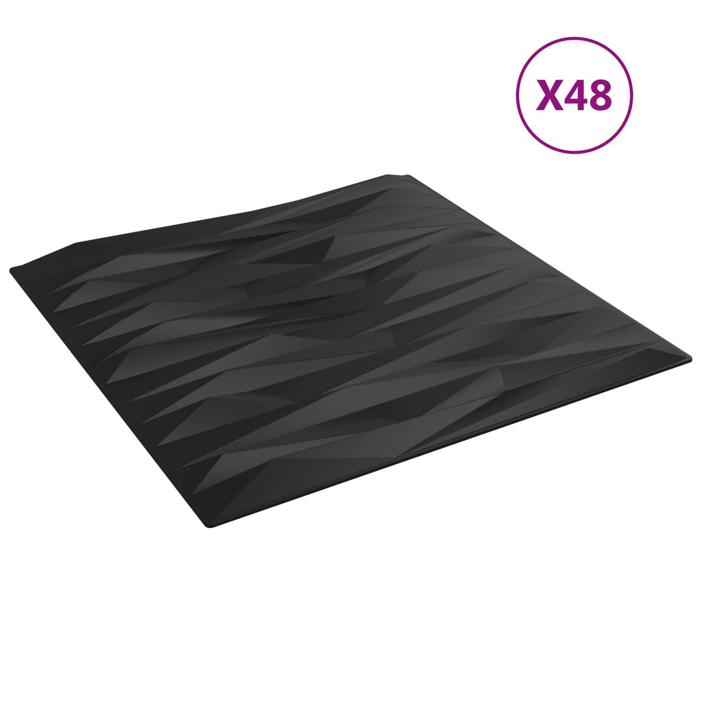 vidaXL Panele ścienne 48 pcs Czarny kamień 50 x 50 cm Pianka XPS