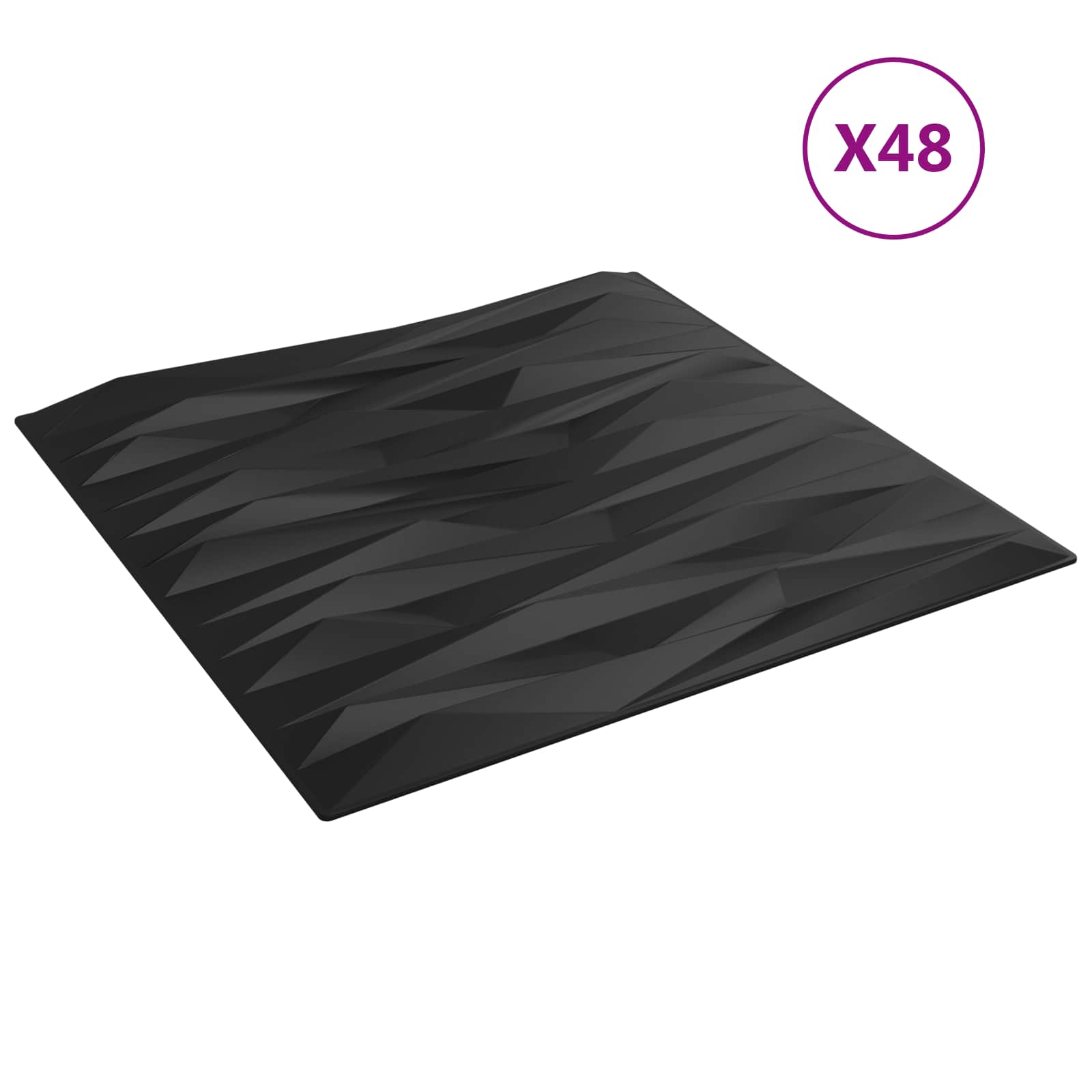 vidaXL Panele ścienne 48 pcs Czarny kamień 50 x 50 cm Pianka XPS