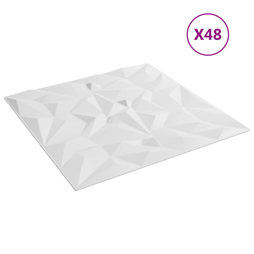 vidaXL Panele ścienne 48 pcs Biały 50 x 50 cm Pianka XPS