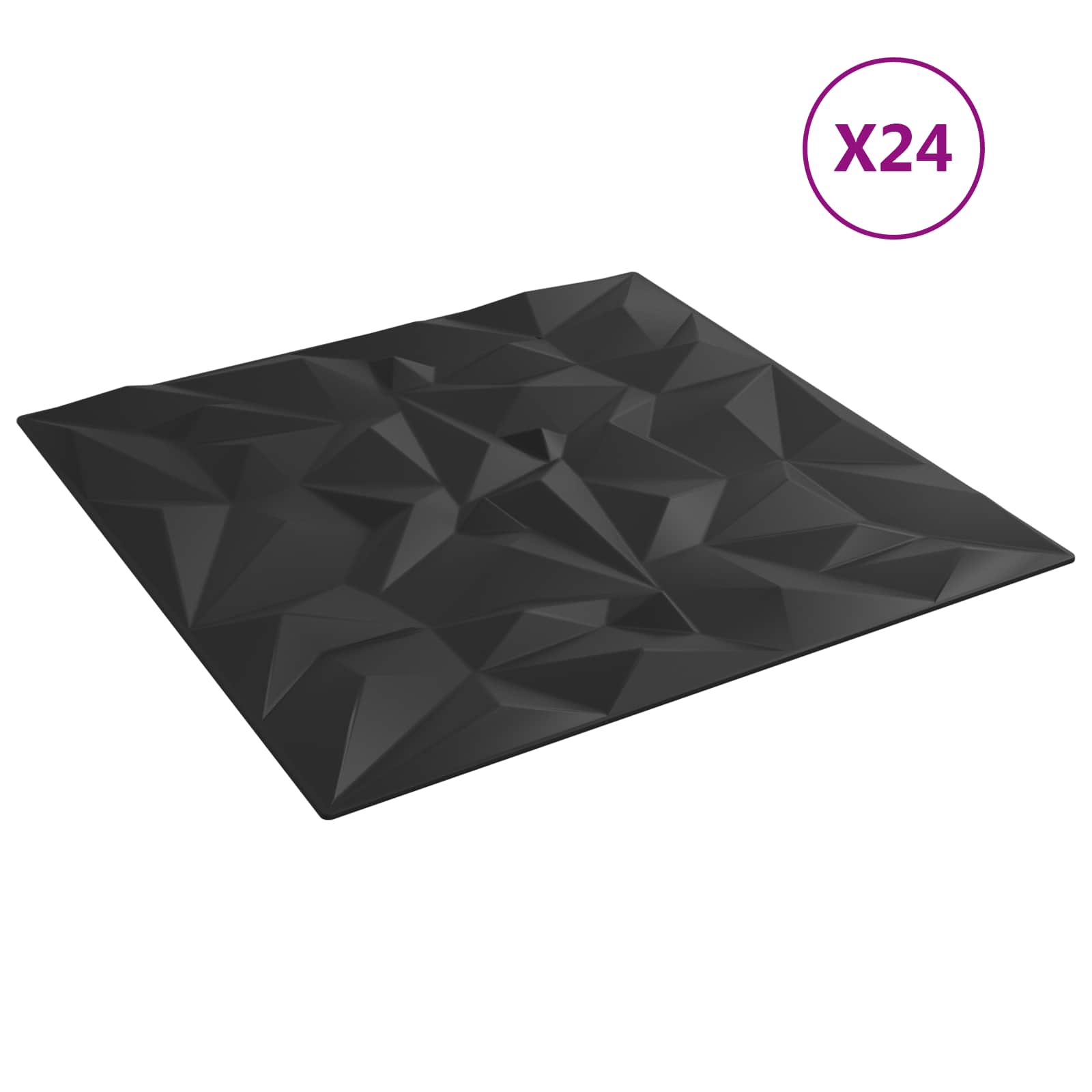 vidaXL Panele ścienne 24 pcs Czarny 50 x 50 cm Pianka XPS