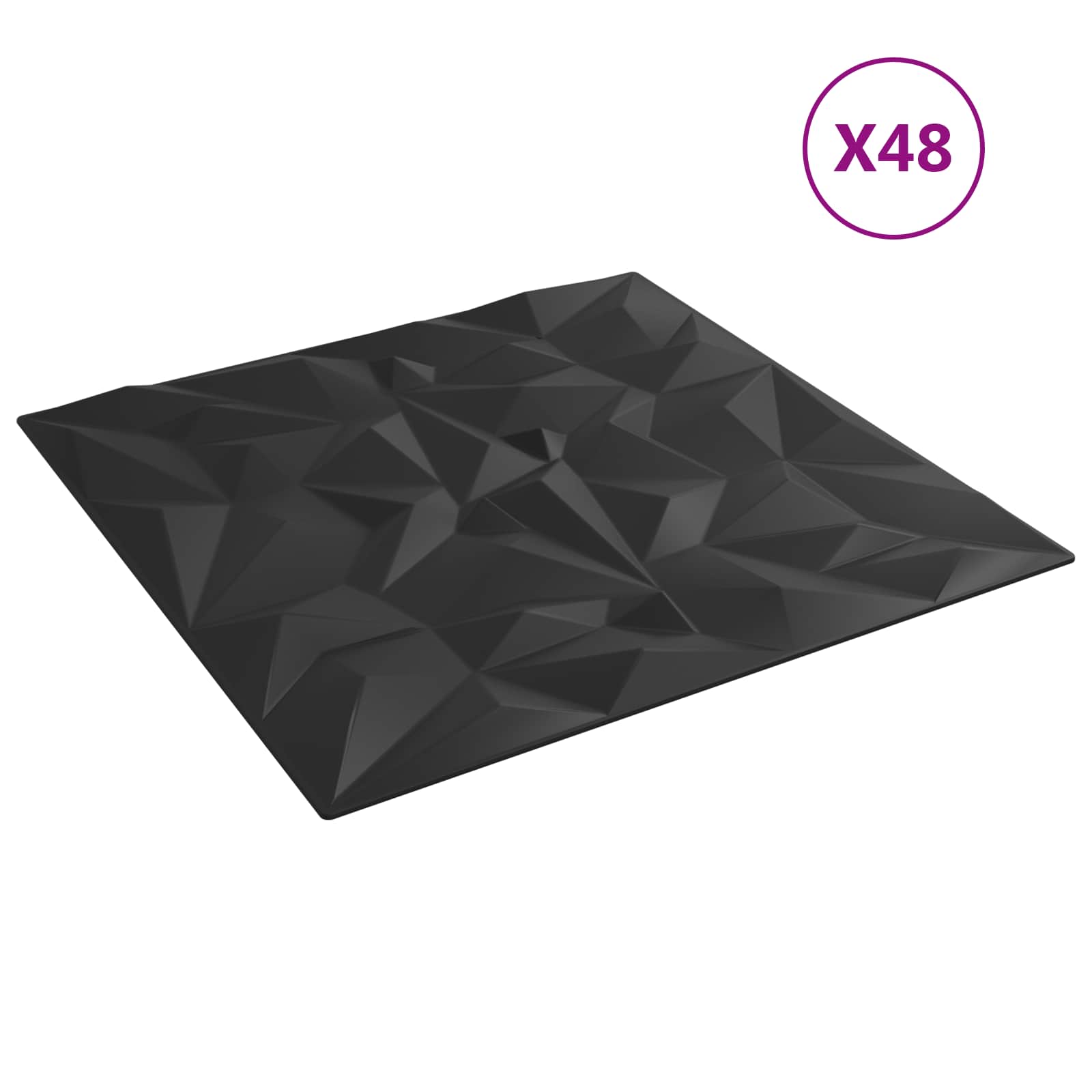 vidaXL Panele ścienne 48 pcs Czarny 50 x 50 cm Pianka XPS