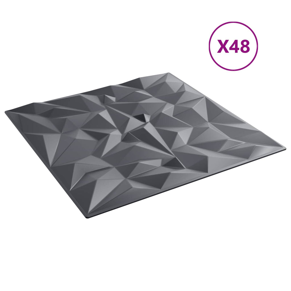 vidaXL Panele ścienne 48 pcs Ametyst szary 50 x 50 cm Pianka XPS
