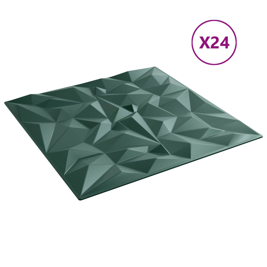 vidaXL Panele ścienne 24 pcs Zielony ametystowy 50 x 50 cm Pianka XPS