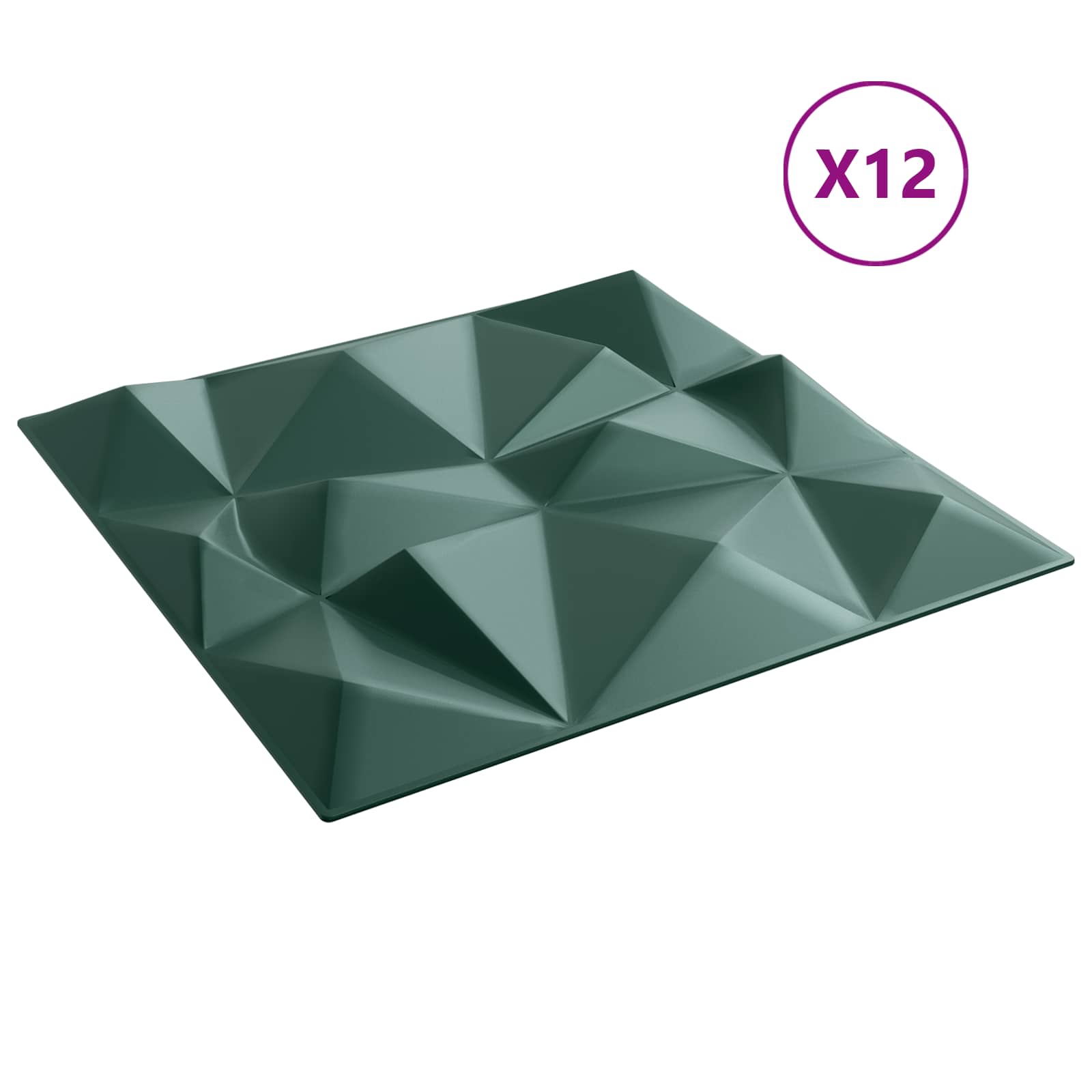 vidaXL Panele ścienne 12 pcs Zielony diamentowy 50 x 50 cm Pianka XPS