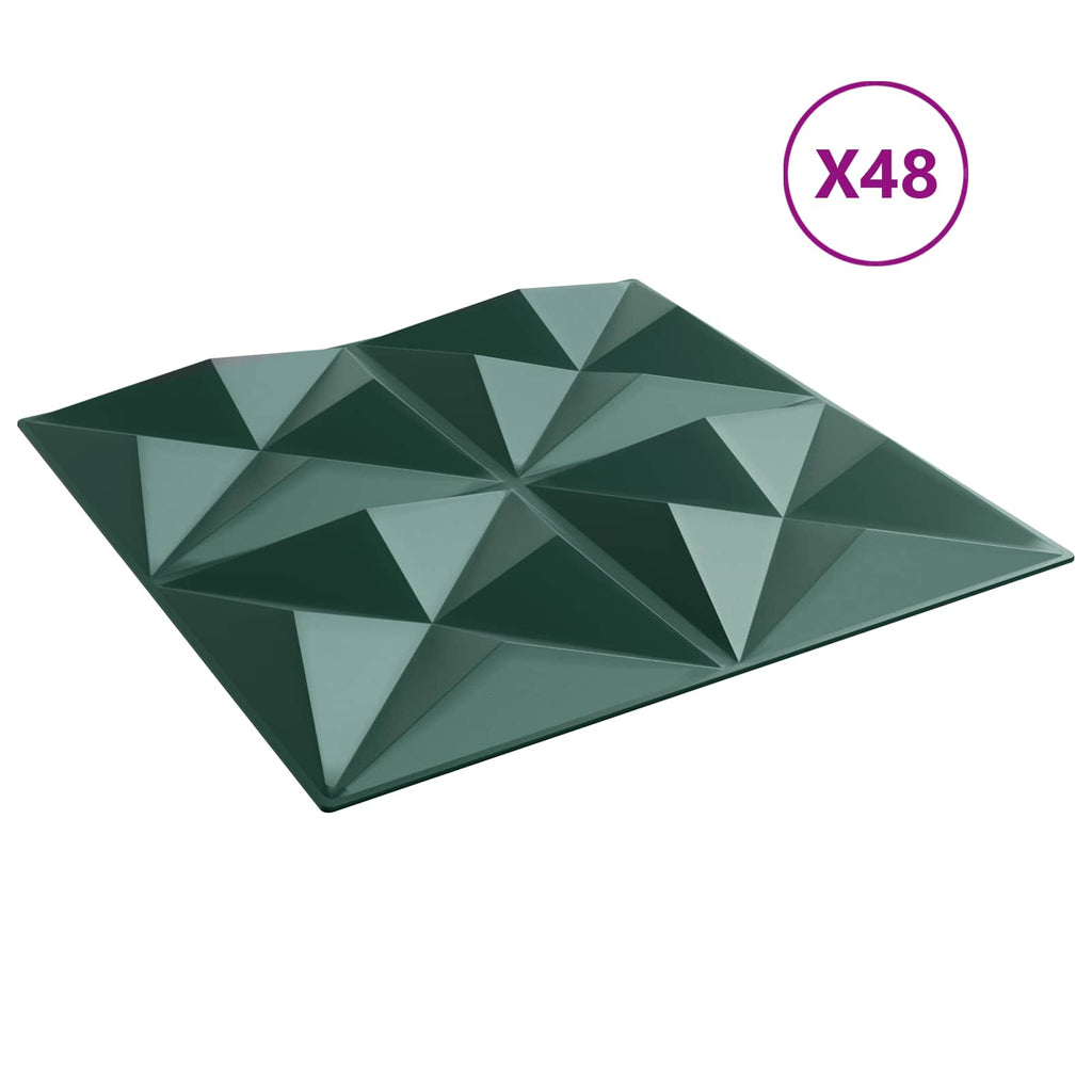 vidaXL Panele ścienne 48 pcs Zielone origami 50 x 50 cm Pianka XPS