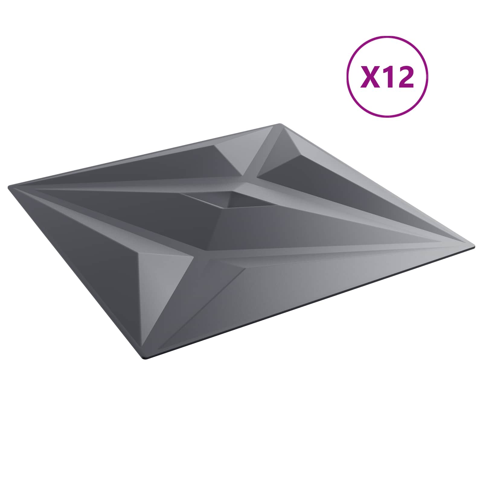 vidaXL Panele ścienne 12 pcs Szara gwiazda 50 x 50 cm Pianka XPS