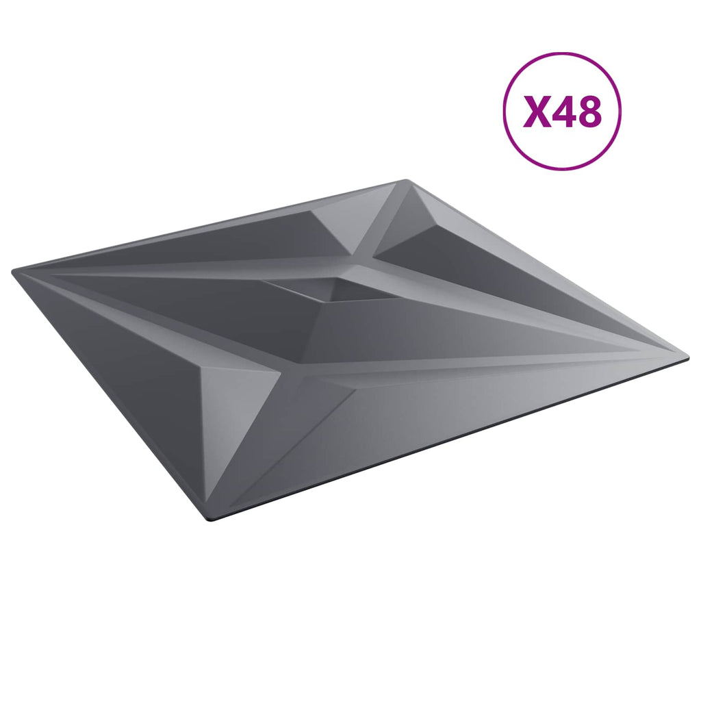 vidaXL Panele ścienne 48 pcs Szara gwiazda 50 x 50 cm Pianka XPS