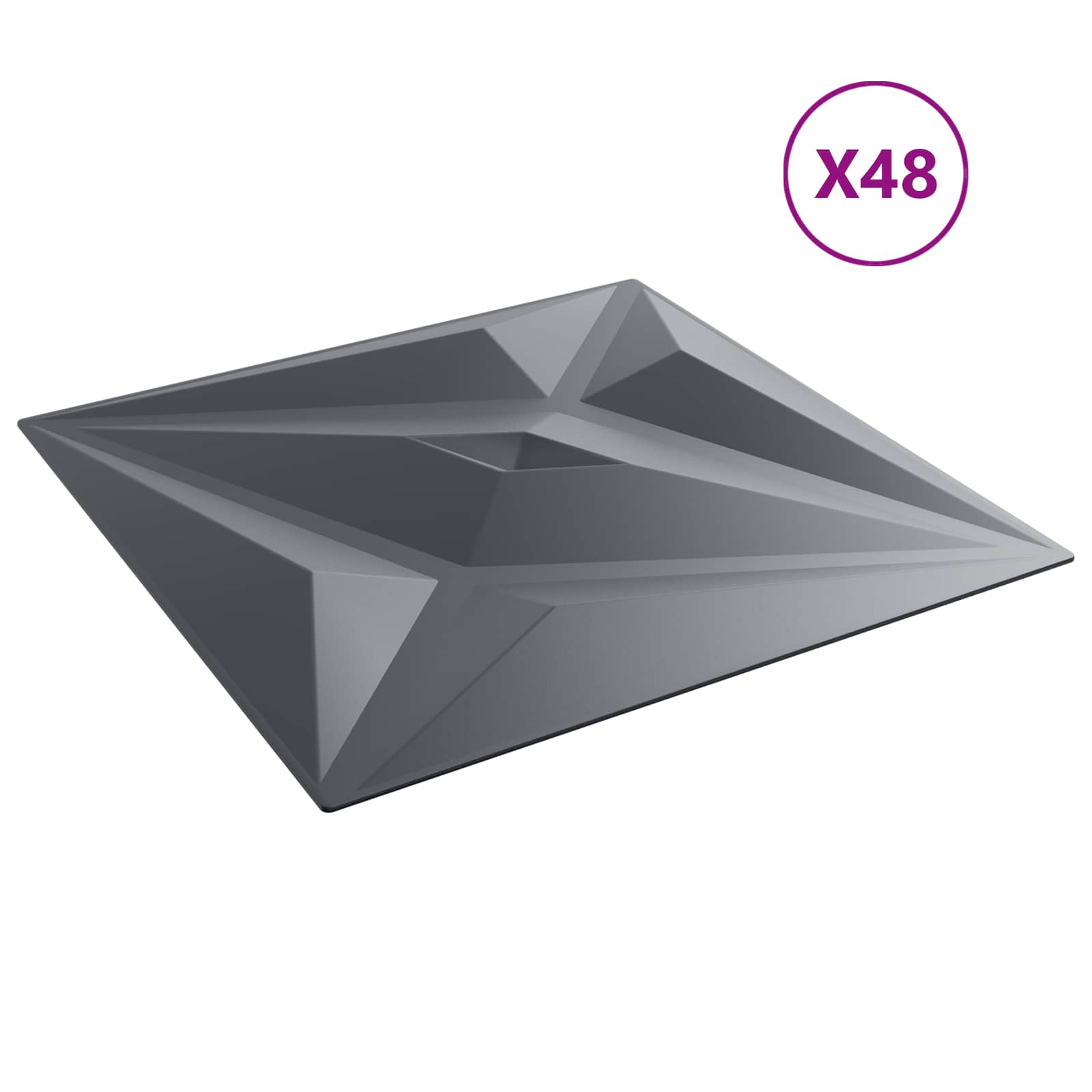 vidaXL Panele ścienne 48 pcs Szara gwiazda 50 x 50 cm Pianka XPS