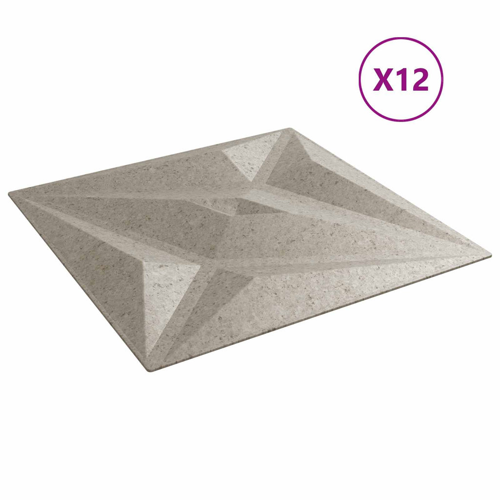 vidaXL Panele ścienne 12 pcs Beton gwiazdy 50 x 50 cm Pianka XPS