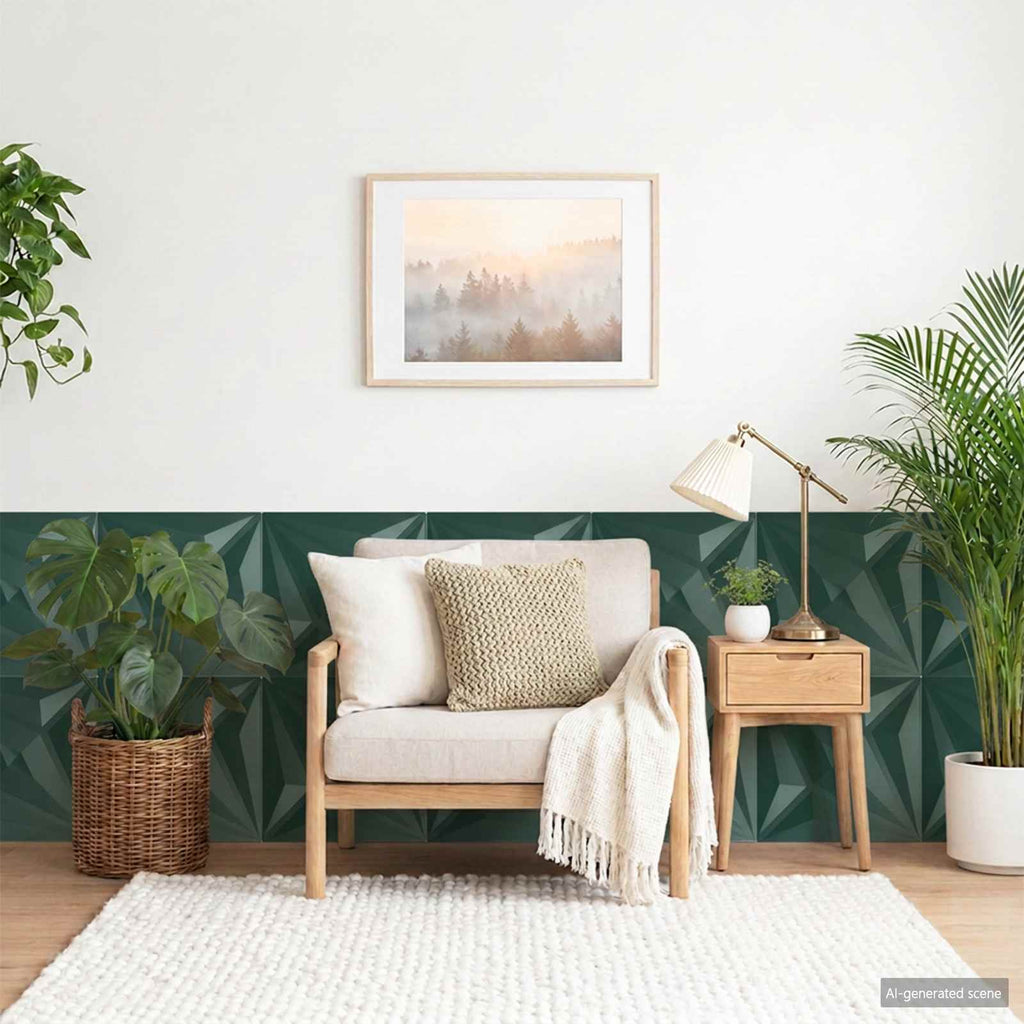 vidaXL Panele ścienne 12 szt. 50 x 50 cm Zielona gwiazda Pianka XPS