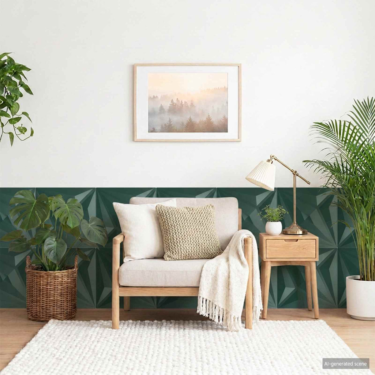 vidaXL Panele ścienne 12 szt. 50 x 50 cm Zielona gwiazda Pianka XPS