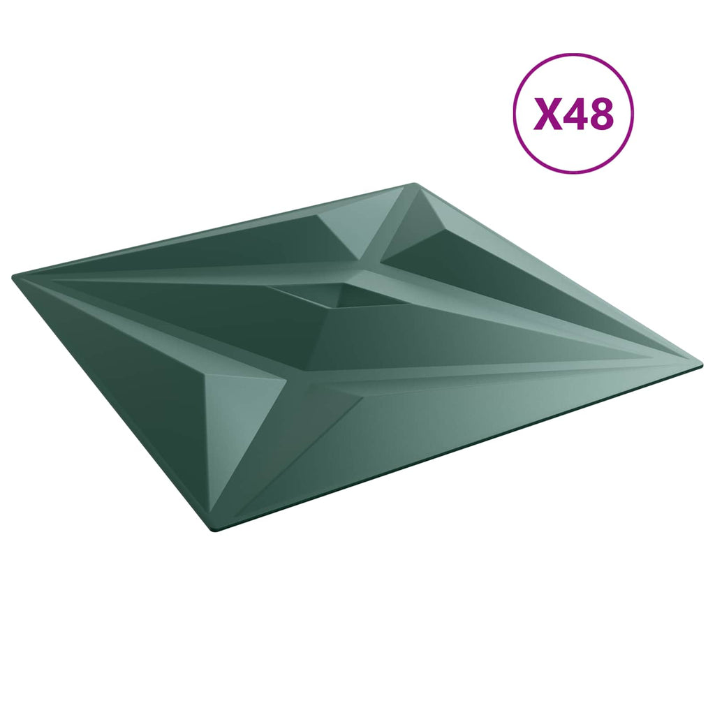 vidaXL Panele ścienne 48 pcs Zielona gwiazda 50 x 50 cm Pianka XPS