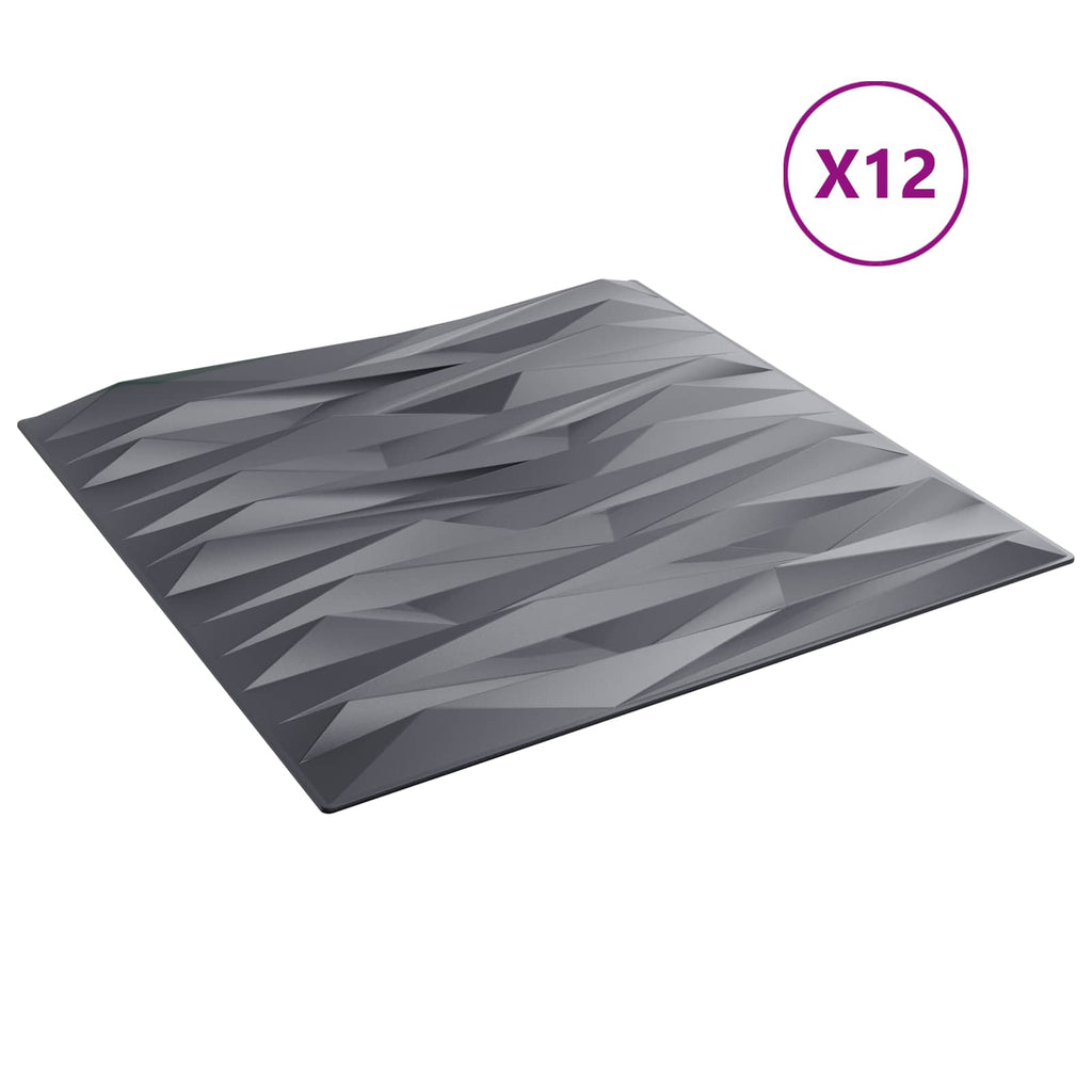 vidaXL Panele ścienne 12 pcs Szary Kamień 50 x 50 cm Pianka XPS