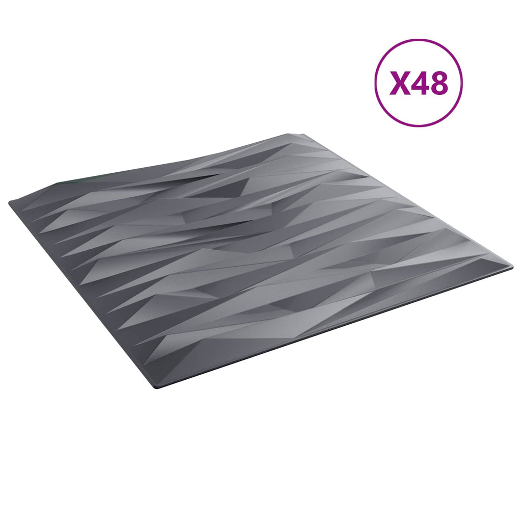 vidaXL Panele ścienne 48 pcs Szary Kamień 50 x 50 cm Pianka XPS