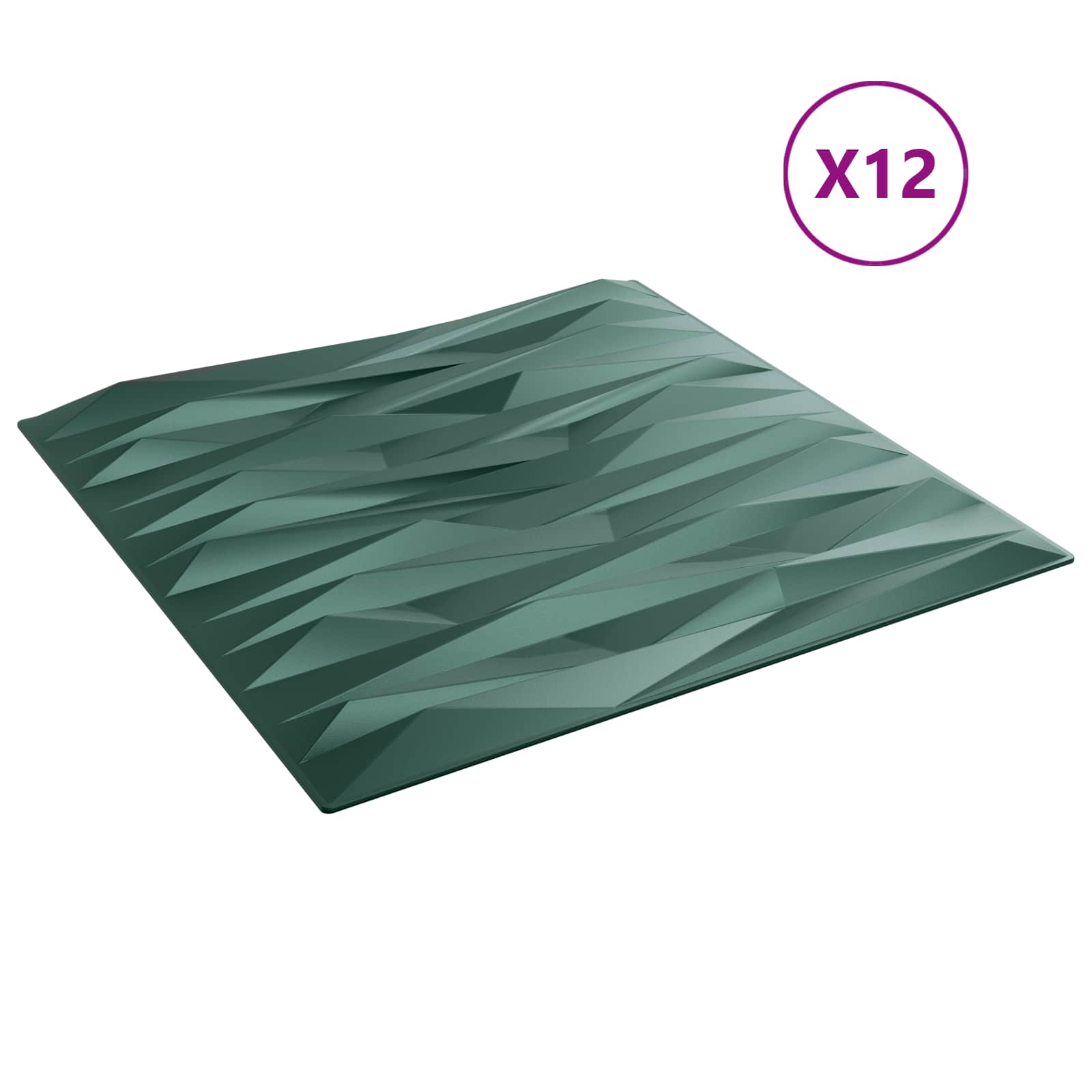 vidaXL Panele ścienne 12 pcs Zielony kamień 50 x 50 cm Pianka XPS