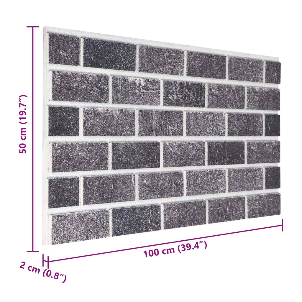 vidaXL Panele ścienne 10 pcs Czarny i szary 100 x 50 cm Pianka EPS