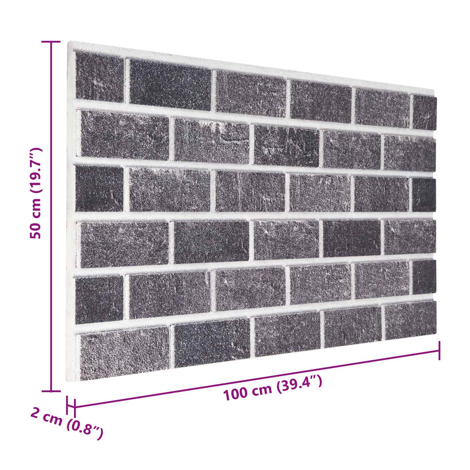 vidaXL Panele ścienne 10 pcs Czarny i szary 100 x 50 cm Pianka EPS