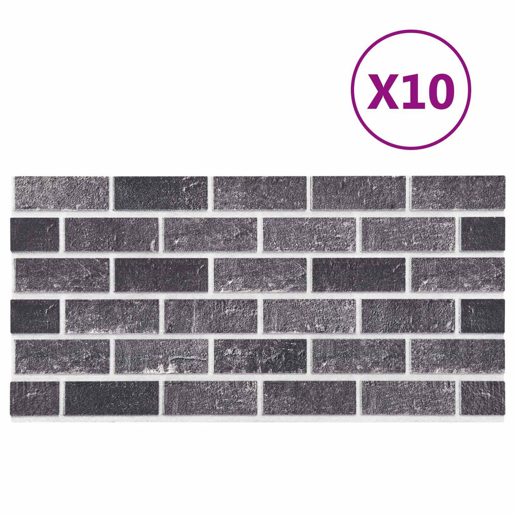 vidaXL Panele ścienne 10 pcs Czarny i szary 100 x 50 cm Pianka EPS