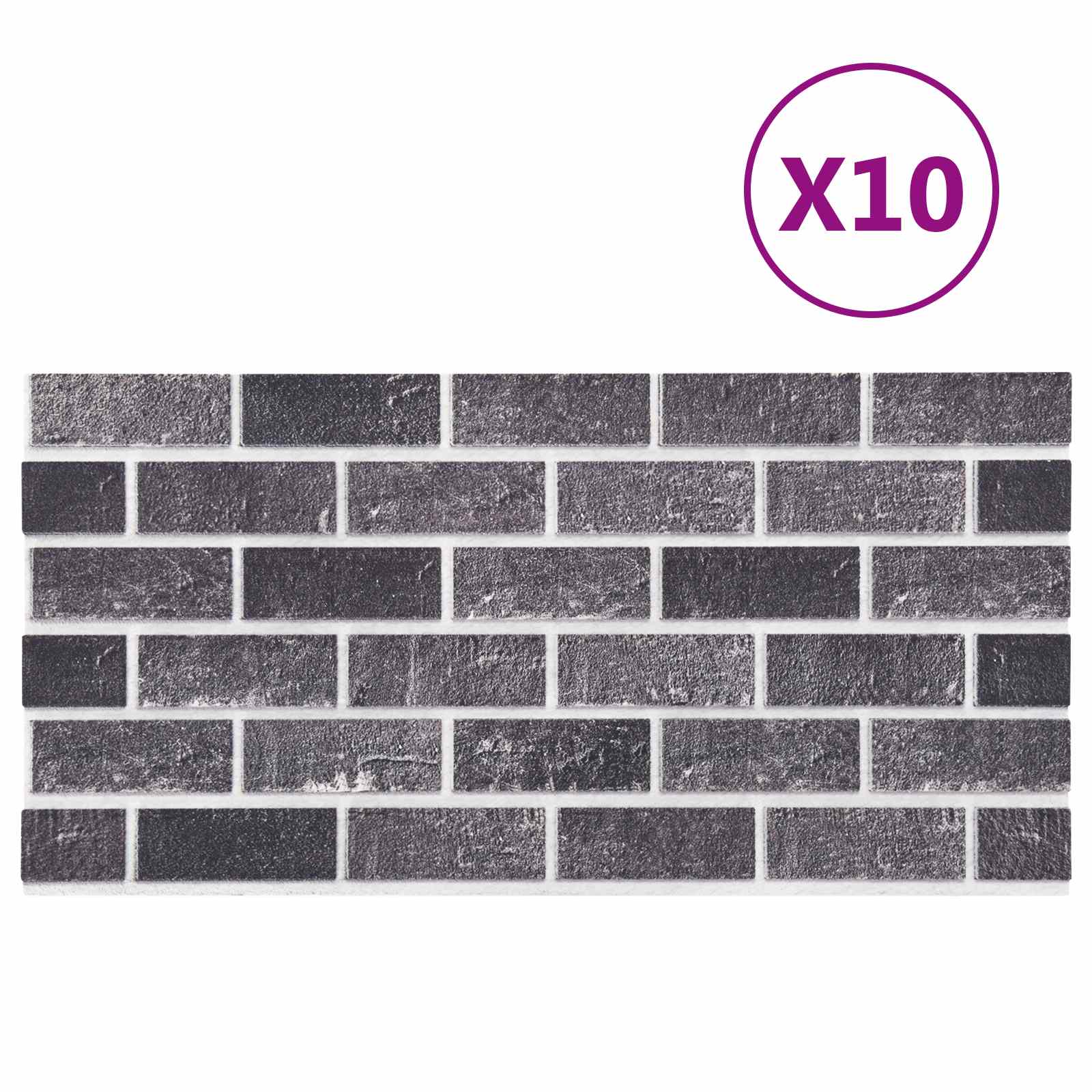vidaXL Panele ścienne 10 pcs Czarny i szary 100 x 50 cm Pianka EPS