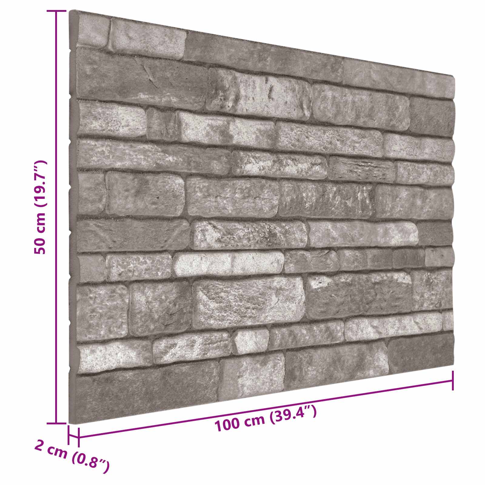 vidaXL Panele ścienne 10 pcs ciemnoszary 100 x 50 cm Pianka EPS
