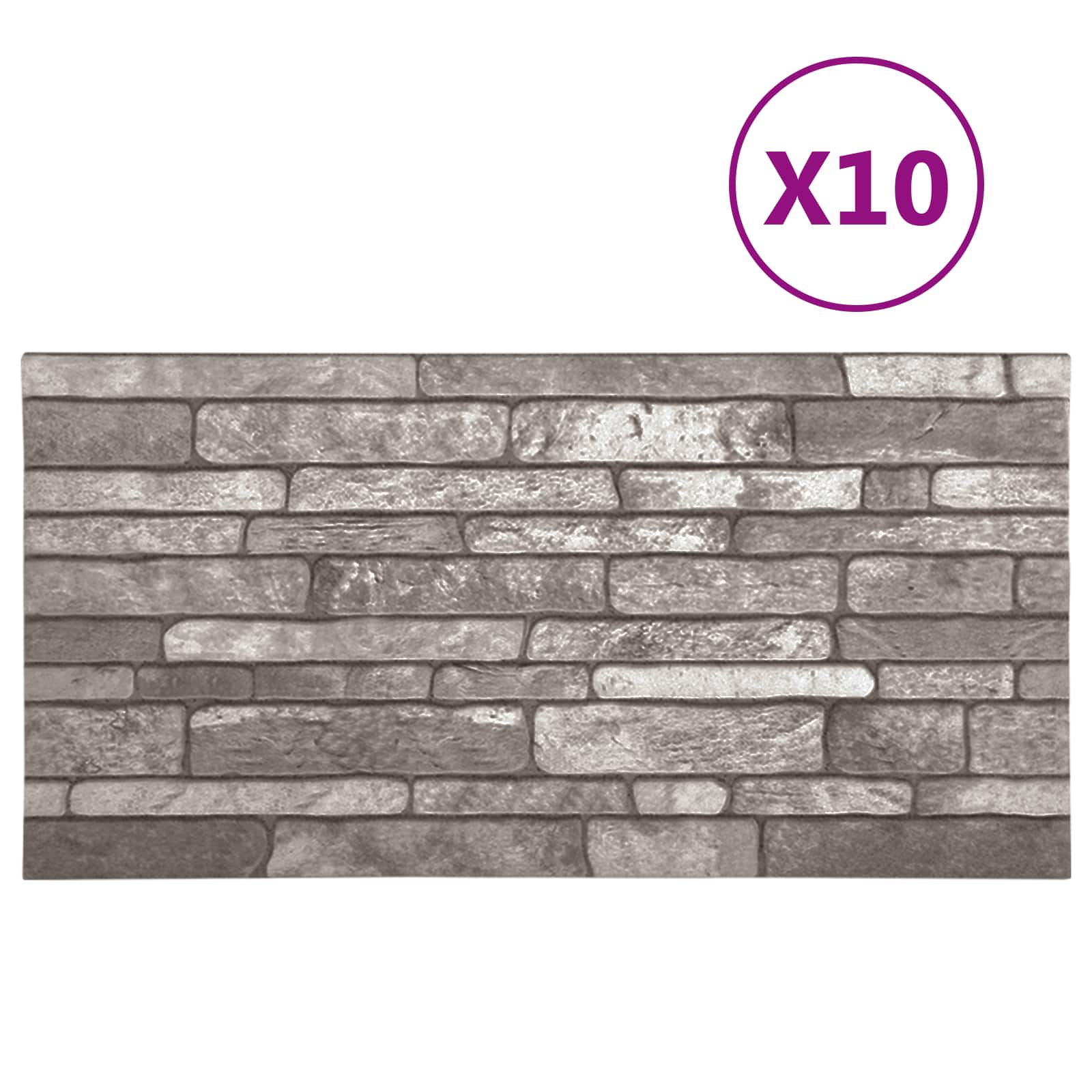 vidaXL Panele ścienne 10 pcs ciemnoszary 100 x 50 cm Pianka EPS