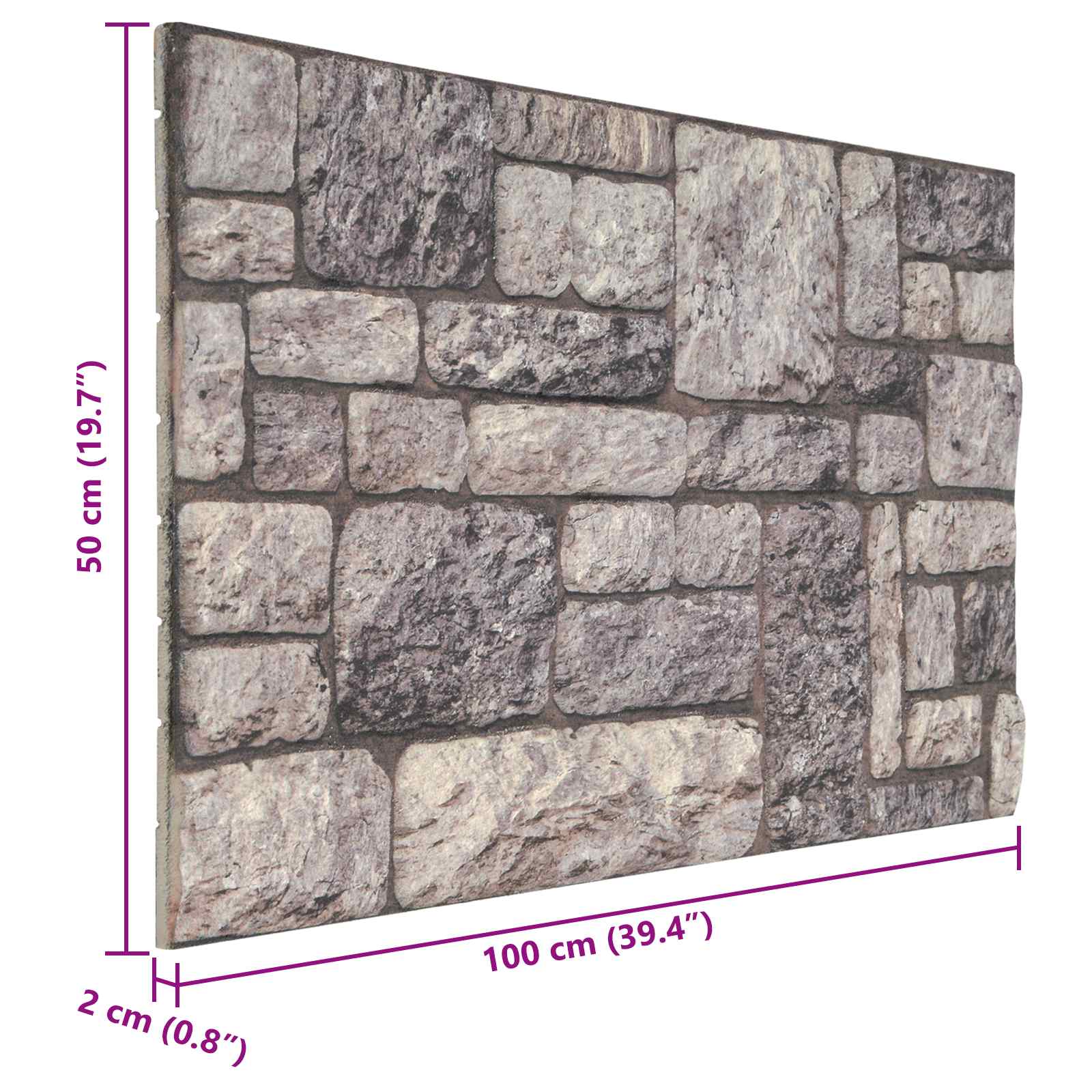 vidaXL Panele ścienne 10 pcs Szary i biały 100 x 50 cm Pianka EPS