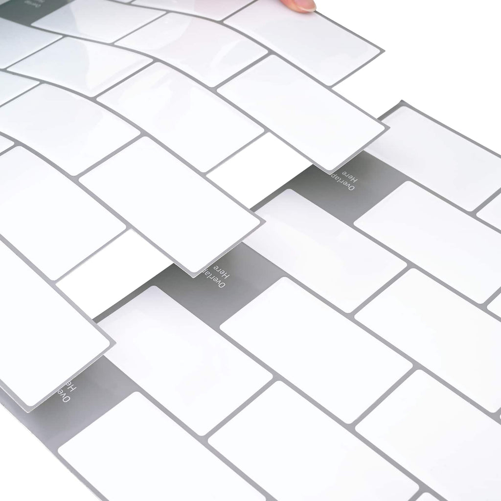 vidaXL Kafelka subway 50 pcs Biały szary 30 x 30 cm Poliuretan i PET