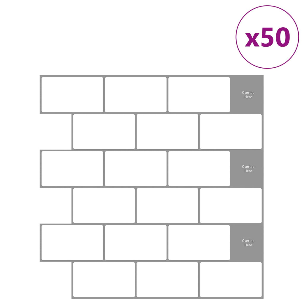 vidaXL Kafelka subway 50 pcs Biały szary 30 x 30 cm Poliuretan i PET