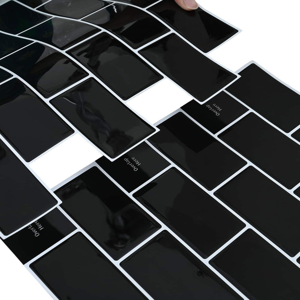 vidaXL Kafelka subway 10 pcs Czarny 30 x 30 cm Poliuretan i PET