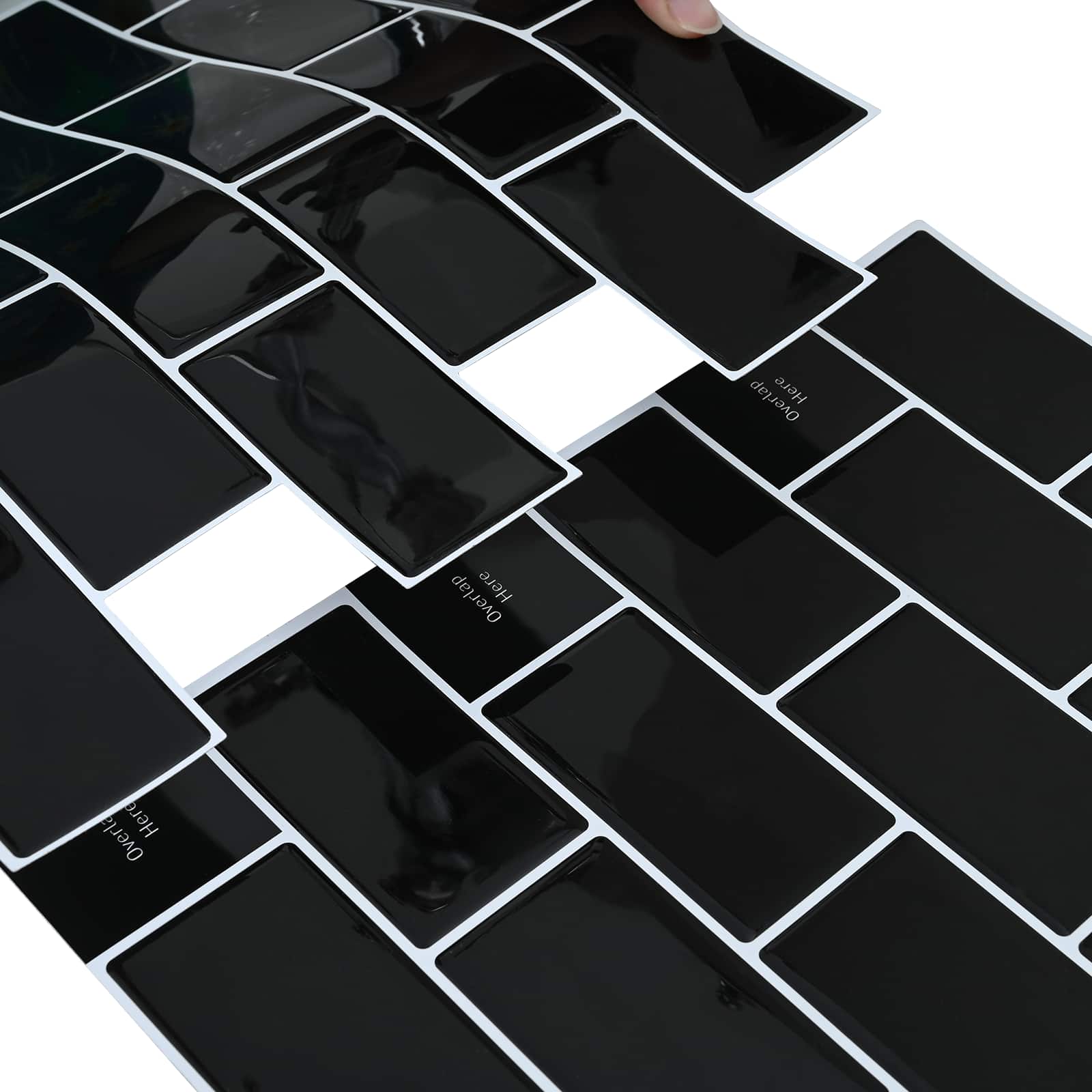 vidaXL Kafelka subway 50 pcs Czarny 30 x 30 cm Poliuretan i PET