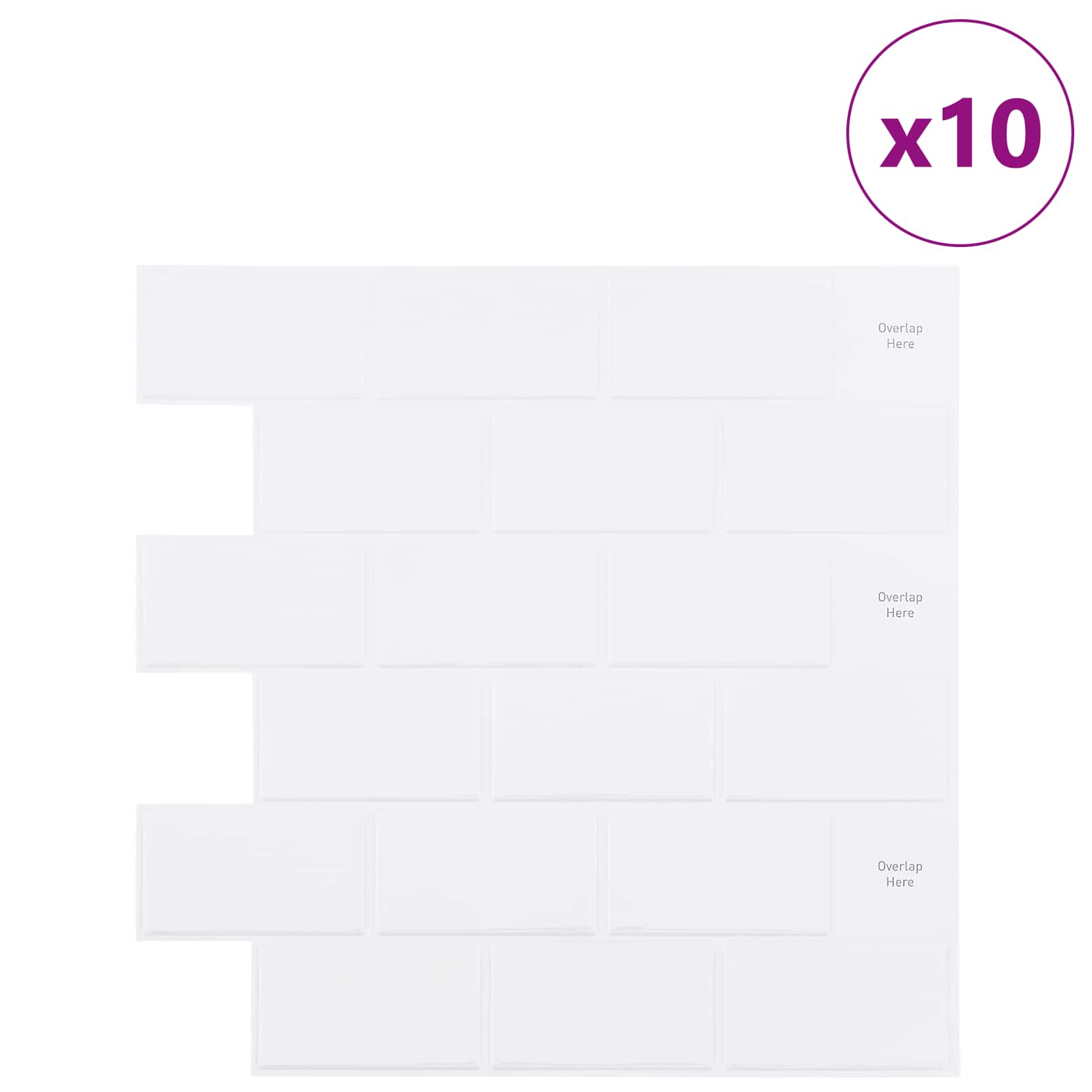 vidaXL Kafelka subway 10 pcs Biały 30 x 30 cm Poliuretan i PET