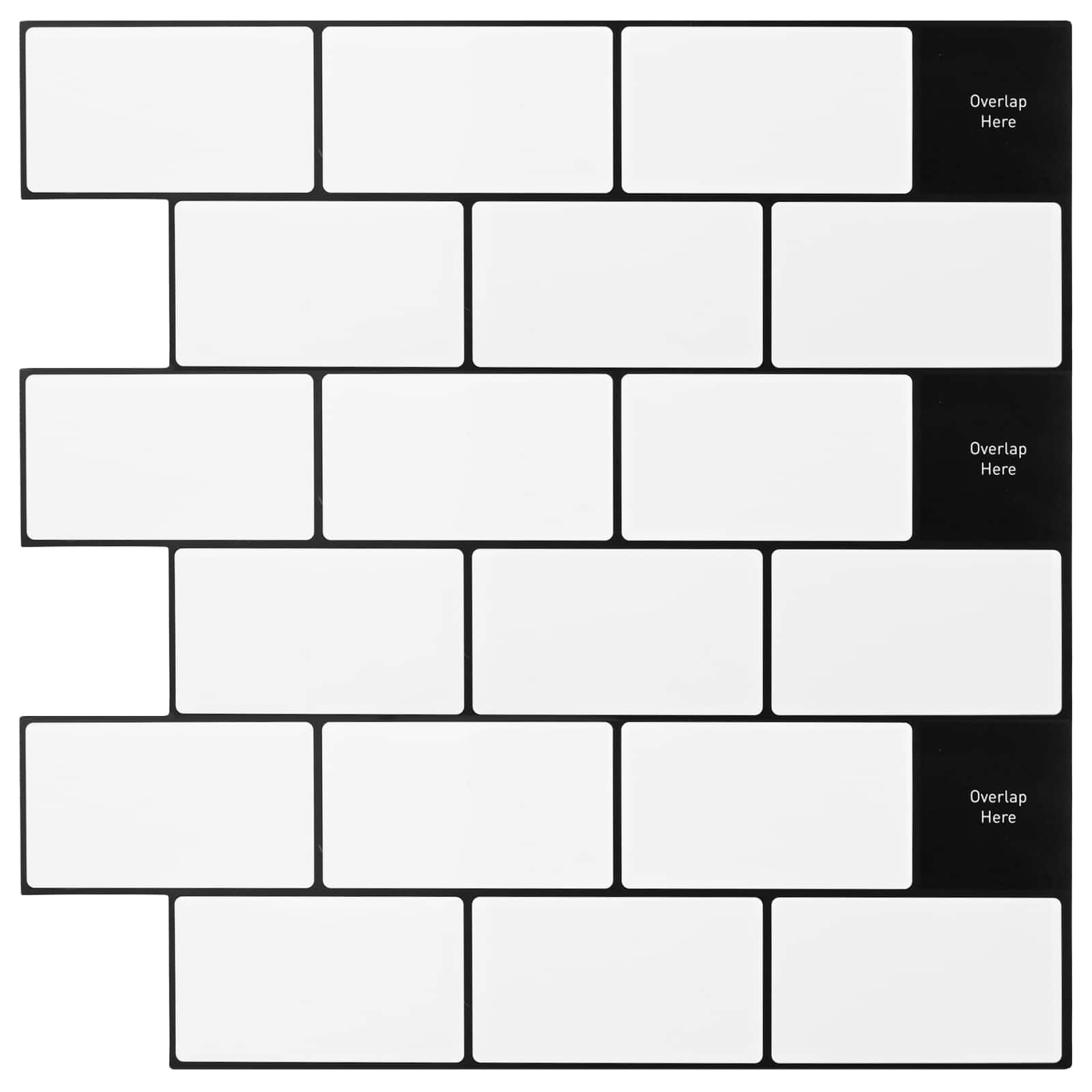 vidaXL Kafelka subway 10 pcs Biały czarny 30 x 30 cm Poliuretan i PET