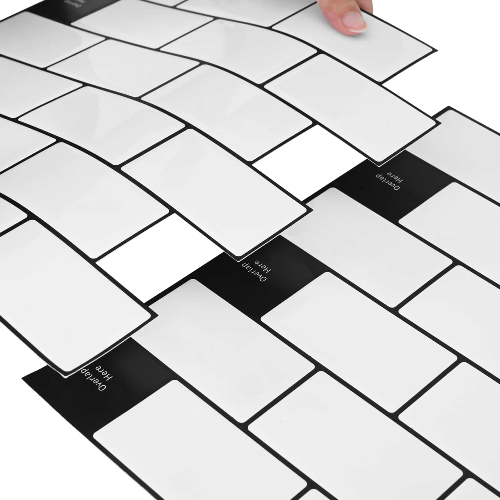vidaXL Kafelka subway 20 pcs Biały czarny 30 x 30 cm Poliuretan i PET