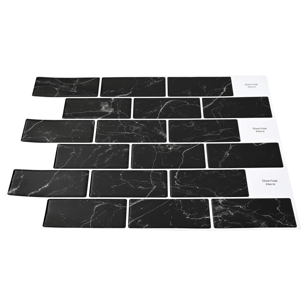 vidaXL Kafelka subway 50 pcs Czarny marmur 30 x 30 cm Poliuretan i PET