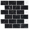 vidaXL Kafelka subway 50 pcs Czarny marmur 30 x 30 cm Poliuretan i PET