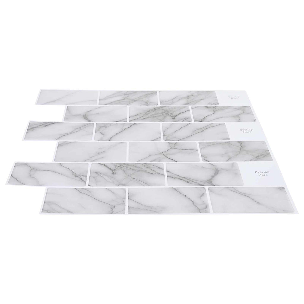 vidaXL Kafelka subway 10 pcs Biały marmur 30 x 30 cm Poliuretan i PET