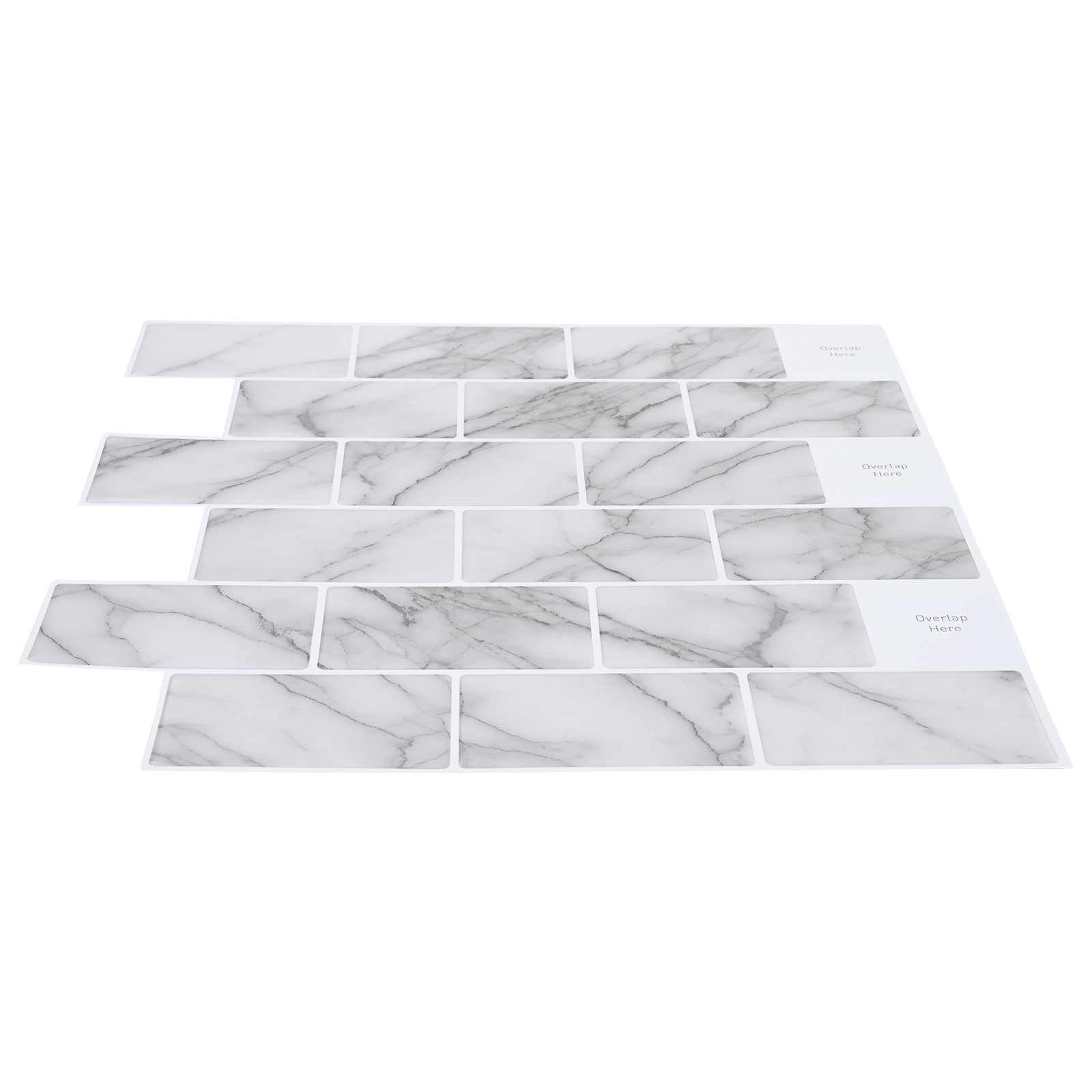 vidaXL Kafelka subway 20 pcs Biały marmur 30 x 30 cm Poliuretan i PET
