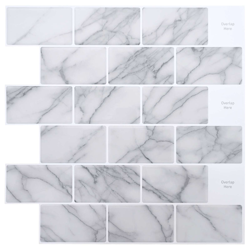 vidaXL Kafelka subway 20 pcs Biały marmur 30 x 30 cm Poliuretan i PET