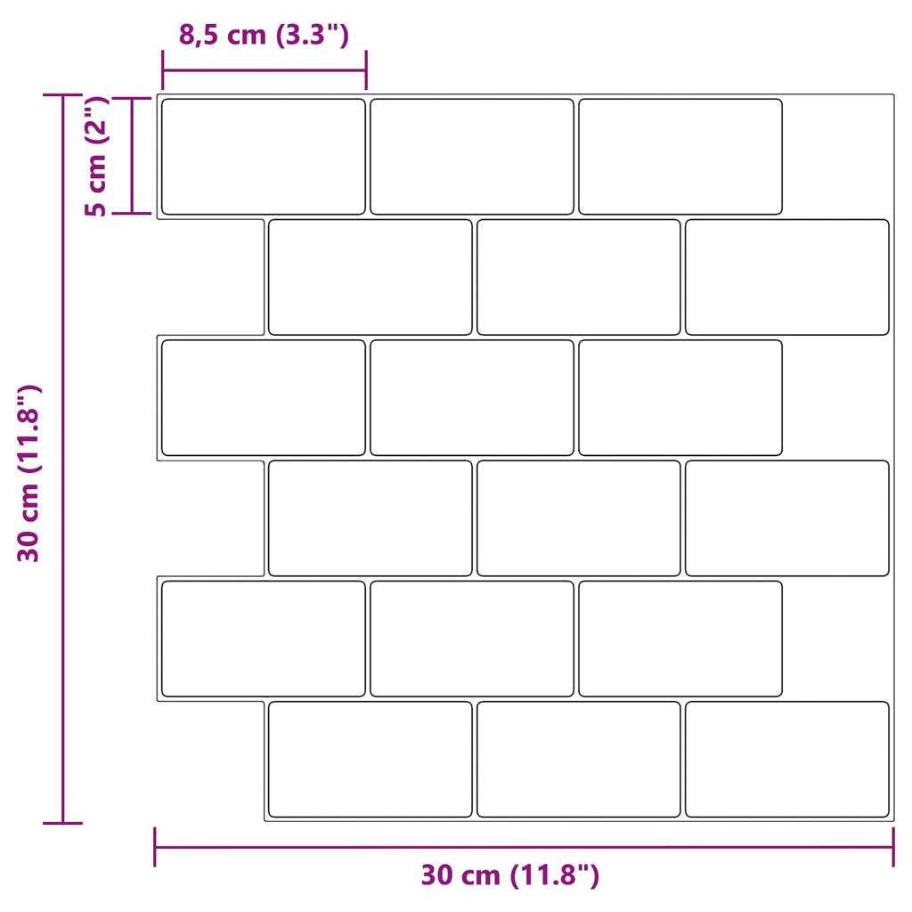 vidaXL Kafelka subway 20 pcs Biały marmur 30 x 30 cm Poliuretan i PET
